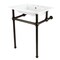 Kingston Brass 25" Ceramic Console Sink with Brass Legs, 8-Inch, 3-Hole, White/Oil Rubbed Bronze KVBH25227W8B5 - alternate 1