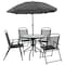 Flash Furniture Round Patio Table Set And Umbrella, 6 pcs., 31-1/4"; 21-1/4" X Clear GM-202012-BK-GG - alternate 1