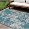 Homeroots 10' X 14' Teal Blue Gray And Ivory Abstract Washable Indoor Outdoor Area Rug 598003 - alternate 1
