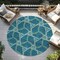 Homeroots 8' Teal Blue And Beige Round Geometric Washable Indoor Outdoor Area Rug 613526 - alternate 7