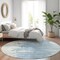 Homeroots 8' Sky Blue And Denim Blue Round Abstract Washable Indoor Outdoor Area Rug 582436 - alternate 7