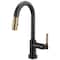 Brizo Litze Smarttouch Pull-Down Prep Faucet with Arc Spout, Knurled Handle Matte Black/Luxe Gold 64943LF-BLGL - alternate 1