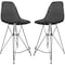 Leisuremod Cresco Acrylic Barstool - Modern ABS Plastic Counter Stool with Steel Legs & Footrest, 2PK CRBL-30TBL2 - alternate 1