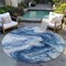 Homeroots 8' Navy Blue And Silver Round Abstract Washable Indoor Outdoor Area Rug 618336 - alternate 7