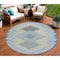 Homeroots 8' Denim Blue Gray And Brown Round Geometric Washable Indoor Outdoor Area Rug 631905 - alternate 1