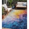 Homeroots 5' X 8' Gold Yellow And Teal Blue Abstract Washable Indoor Outdoor Area Rug 617354 - alternate 1