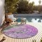 Homeroots 8' Round Purple Round Abstract Washable Non Skid Indoor Outdoor Area Rug 559191 - alternate 7