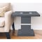 Homeroots 24" Dark Gray and Silver Faux Crystals Glass and Wood Square Pedestal End Table 560098 - alternate 1