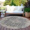 Homeroots 8' Charcoal And Silver Round Abstract Washable Indoor Outdoor Area Rug 616606 - alternate 8