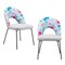 Homeroots Set of Two Gray and Black Velvet And Steel Velvet And Steel Tropical Floral Dining Side Chairs, 2PK 555801 - alternate 6