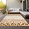 Homeroots 8' X 10' Orange Beige And Ivory Geometric Washable Indoor Outdoor Area Rug 613864 - alternate 5