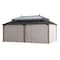 Sunjoy Kingston 20x12 Gazebo, Steel & PC Roof Hardtop Gazebo with Curtain and Netting - Woodgrain Aluminum A1020438A000 - alternate 9