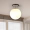 Jonathan Y Marcel Bistro 7.75" 1-Light Bohemian Farmhouse Iron/Frosted Glass LED Semi Flush Mount, Chrome/White JYL7499D - alternate 10