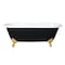 Kingston Brass 66" Cast Iron Oval Double Ended Clawfoot Tub, 7" Faucet Drillings, Black/White/Brushed Brass VBT7D663013NB7 - alternate 1