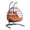 Leisuremod Wicker 2 Person Double Folding Hanging Egg Swing Chair Orange Cushions ESCF52OR - alternate 1