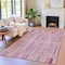 Homeroots 9' X 12' Blush And Ivory Striped Washable Indoor Outdoor Area Rug 631531 - alternate 7
