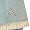 Homeroots 55" X 70" Sky Blue White Herringbone Cotton Blend A Initial Throw Blanket with Tassels Embroidery 680586 - alternate 4