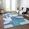 Homeroots 8' X 10' Teal Blue And Ivory Geometric Washable Indoor Outdoor Area Rug 617929 - alternate 5