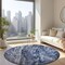 Homeroots 8' Denim Blue And Navy Blue Round Abstract Washable Indoor Outdoor Area Rug 577928 - alternate 5