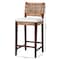 Bali & Pari Alise Handwoven Seagrass Bar Stool with Mahogany Wood Frame - Chair for Home Bar, Earthy Brown 259-14243-ZORO - alternate 7