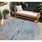 Homeroots 8' Denim Blue Gray And Ivory Round Geometric Washable Indoor Outdoor Area Rug 594775 - alternate 1