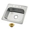 Kingston Brass 25-Inch Stainless Steel Self-Rimming Single Bowl Drop-In Kitchen Sink, 3-Hole with Strainer K25228BN7 - alternate 1