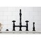 Kingston Brass Bridge Kitchen Faucet with Brass Sprayer, Matte Black KS1270PKXBS - alternate 6