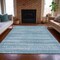 Homeroots 3' X 5' Sky Blue And Ivory Striped Washable Indoor Outdoor Area Rug 631515 - alternate 5