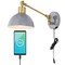 Jonathan Y Lisa 18 in. Swing Arm 1-Light Modern Midcentury Iron USB Charging Port LED Sconce, Grey/Brass Gold JYL1301C - alternate 1