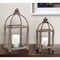 Homeroots Set of Two Natural And Gray Geometric Glass Wood And Metal Floor Lantern Candle Holders, 2PK 517574 - alternate 2