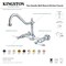 Kingston Brass Two-Handle Wall Mount Bridge Kitchen Faucet, Brushed Brass KS1247PL - alternate 5