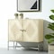 Homeroots 36in Cream and Gray Solid Wood and Iron Carved Geometric Accent Cabinet With Two Doors 611060 - alternate 3