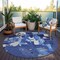 Homeroots 8' Navy Blue Ivory And Gray Round Abstract Washable Indoor Outdoor Area Rug 599588 - alternate 4