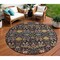 Homeroots 8' Black Red And Gold Round Floral Washable Indoor Outdoor Area Rug 604637 - alternate 1