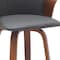 Homeroots 26" Gray and Wood Brown Faux Leather with Solid Wood Swivel Counter Height Bar Chair 534416 - alternate 9
