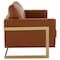 Leisuremod Lincoln Upholstered Leather Loveseat with Gold Frame, Cognac Tan LA55BR-L - alternate 6