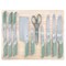 Oster Linbergh 14 Pc Stainless Steel Cutlery and Cutting Board Set in Green with Soft-Grip Handles 143720.14 - alternate 1