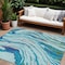 Homeroots 9' X 12' Blue Pink And Green Abstract Washable Indoor Outdoor Area Rug 600226 - alternate 1