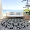 Homeroots 8' Black And Ivory Round Floral Washable Indoor Outdoor Area Rug 595927 - alternate 6