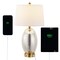Jonathan Y Reese 26.5" 1-Outlet Contemporary Style Iron/Glass LED Table Lamp w/USB Charging Port, Silver/Brass G JYL4054A - alternate 1