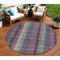 Homeroots 8' Plum Eggplant And Gray Round Plaid Washable Indoor Outdoor Area Rug 613989 - alternate 1