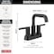 Delta Nicoli Two Handle Centerset Bathroom Faucet, 6.56 in, Matte Black 25849LF-BL - alternate 7