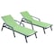 Leisuremod Marlin Patio Chaise Lounge Chair with Armrests in Black Aluminum Frame, Green, 2PK MLABL-77G2 - alternate 1