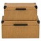Homeroots Set of Two Brown And Black Faux Rattan Nesting Storage Boxes With Lids, 2PK 712931 - alternate 6