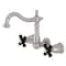 Kingston Brass Double-Handle Wall Mount Bathroom Faucet, Brushed Nickel KS1258PKX - alternate 1