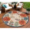 Homeroots 8' Ivory Orange Green And Blue Round Floral Indoor Outdoor Area Rug 548069 - alternate 8