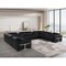 Homeroots Black Italian Leather Power Reclining U Shaped Twelve Piece Sectional With Console 634661 - alternate 8