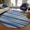 Homeroots 8' Navy Blue Ivory And Gray Round Striped Washable Indoor Outdoor Area Rug 597345 - alternate 4