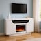 Homeroots 66" White Ribbed Wood Electric Storage Cabinet Fireplace With LED And Speaker 643643 - alternate 1