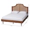 Baxton Studio Macaria Mid-Century Modern Ash Walnut Woven Rattan Queen Size Bed 248-12648-9814-ZORO - alternate 8